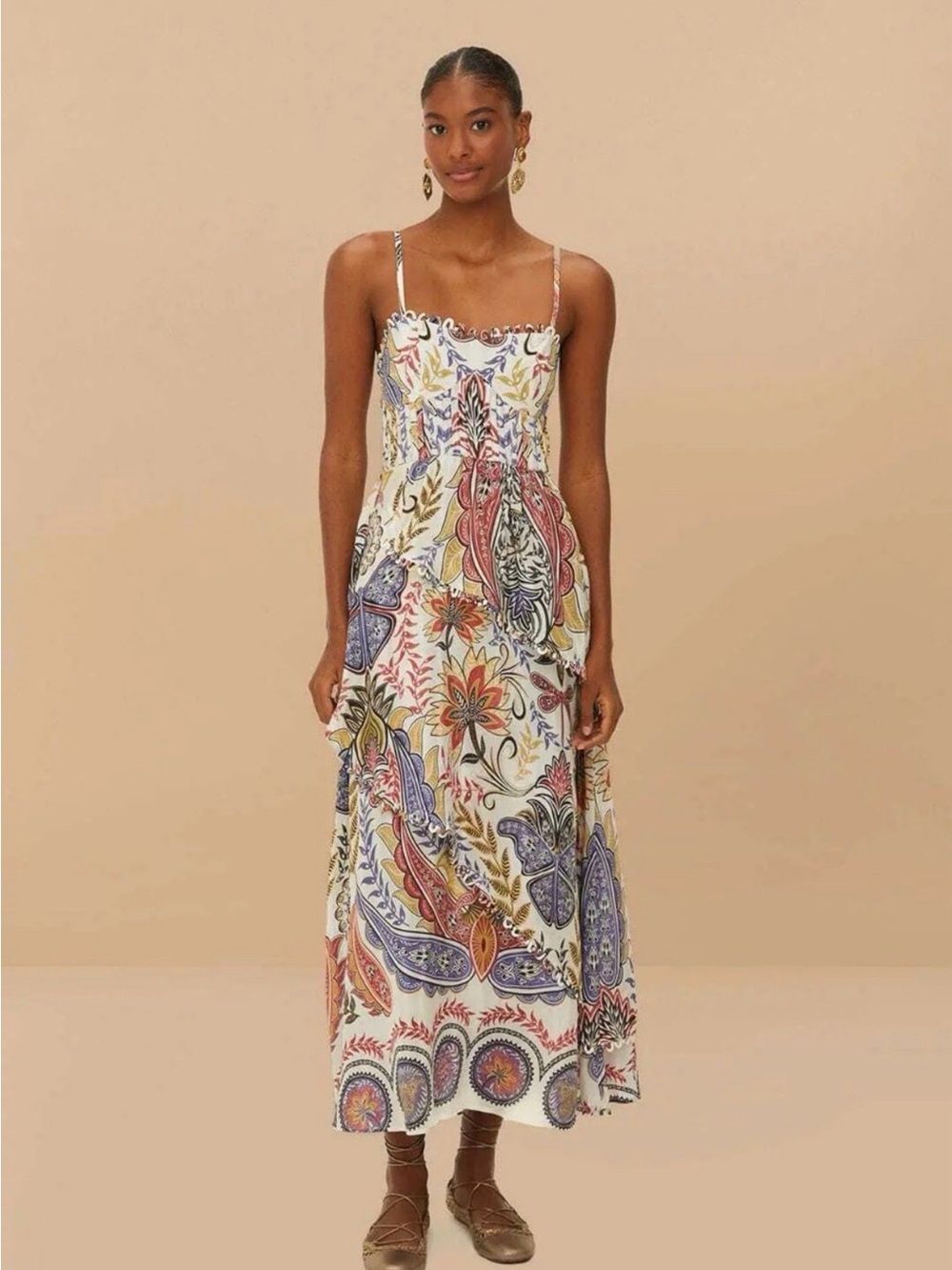 FARM RIO Off-White Boho
Glam
Loopy Trim Maxi Dress retail price $310